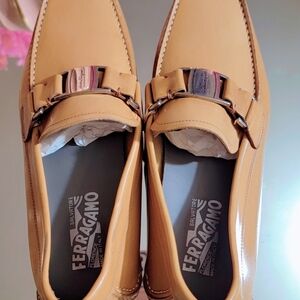 Salvatore Ferragamo Camel Leather Loafers